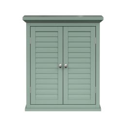 Sage Wall Mounted 2-Door Louvered Crown Molding Bathroom Wall Cabinet