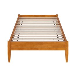 Twin XL size Solid Hardwood Platform Bed Frame in Natural Wood Finish