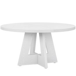 Modern Kitchen Round Circular Dining Table in White Wood Finish