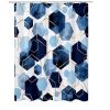 72"W x 84"H Blue White Hexagon Geometric Pattern Polyester Shower Curtain
