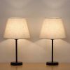 Set of 2 - Bedside Table Lamp with Cream Linen Shade and Black Base
