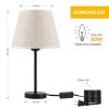 Set of 2 - Bedside Table Lamp with Cream Linen Shade and Black Base