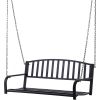 Modern Farmhouse Antique Black 2-Person Metal Outdoor Hanging Porch Swing