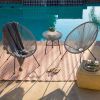 3 Piece Grey Oval Patio Rope Woven Chair Bistro Set
