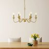 30-inch Traditional 6-Light Dimmable Chandelier in Brass Finish