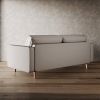 Beige Upholstered Faux Leather Sofa w/ Pillows Solid Hardwood Legs