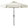 Off White 7.5 Foot Patio Umbrella with Push Button Tilt and Metal Pole