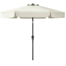 Off White 7.5 Foot Patio Umbrella with Push Button Tilt and Metal Pole