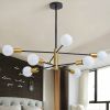 Modern Mid-Century Dimmable 8-Light Sputnik Chandelier in Black/Gold