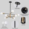 Modern Mid-Century Dimmable 8-Light Sputnik Chandelier in Black/Gold