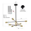 Modern Mid-Century Dimmable 8-Light Sputnik Chandelier in Black/Gold
