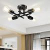Modern 4-Light Flush Mount Sputnik Ceiling Light Fixture in Black Finish