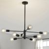Mid-Century Modern Dimmable 8-Light Sputnik Chandelier in Black