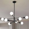 Mid-Century Modern Dimmable 8-Light Sputnik Chandelier in Black