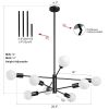 Mid-Century Modern Dimmable 8-Light Sputnik Chandelier in Black