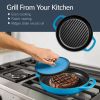 Blue 6-Piece Non-Stick Cast Iron Cookware Set - Skillet Grill Pan Dutch Oven