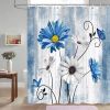 72"W x 72"H Blue Vibrant Floral Butterfly Polyester Shower Curtain