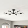 Mid-Century Modern 6-Light Semi Flush Mount Sputnik Ceiling Light in Black