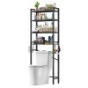 Over the Toilet Bathroom Storage Industrial Metal Wood Shelving Unit Black