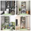 Over the Toilet Bathroom Storage Industrial Metal Wood Shelving Unit Black