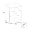 Modern 2-Drawer Nightstand End Table with Open Shelf in Black Wood Finish