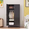 Black Metal Multifunctional Storage Armoire Wardrobe Closet