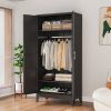 Black Metal Multifunctional Storage Armoire Wardrobe Closet