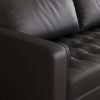 Black Upholstered Faux Leather Sofa w/ Pillows Solid Hardwood Legs