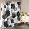 72"W x 72"H Black White Hexagonal Pattern Polyester Shower Curtain