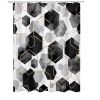 72"W x 72"H Black White Hexagonal Pattern Polyester Shower Curtain