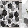 72"W x 84"H Black White Hexagonal Pattern Polyester Shower Curtain