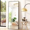 Black 64-inch Full Length Floor Mirror with Stand and Wall Mounting Holes