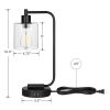 Set of 2 - Farmhouse Bedside Table Lamp Black Desk Light with USB Charging Ports