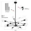 Black 33-inch Modern 12-Light Dimmable Sputnik Chandelier Lamp