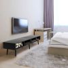 Mid-Century Modern Style TV Stand in Black Wood Finish - for TVs up to 65-inch