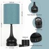 Set of 2 - Black Metal USB Table Lamp with Blue Linen Drum Shade