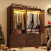 Espresso Brown Wood Farmhouse Armoire Wardrobe Closet with Sliding Barn Doors