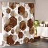 72"W x 72"H Brown White Hexagonal Pattern Polyester Shower Curtain