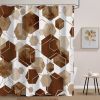 72"W x 84"H Brown White Hexagonal Pattern Polyester Shower Curtain
