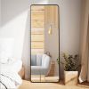 Black 65-inch Full Length Floor Mirror with Stand and Wall Mount Holes