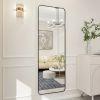 Black 65-inch Full Length Floor Mirror with Stand and Wall Mount Holes