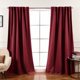 52 x 108 inch Solid Burgundy Red Thermal Blackout Curtain Panels - Set of 2