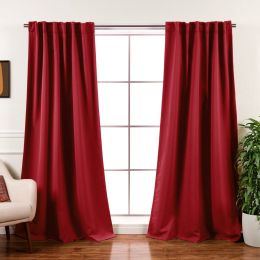52 x 108 inch Solid Red Thermal Blackout Curtain Panels - Set of 2