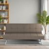 Modern Coffee Brown Fabric Futon Sleeper Sofa Bed with Metal Legs