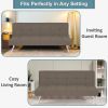 Modern Coffee Brown Fabric Futon Sleeper Sofa Bed with Metal Legs