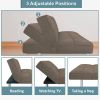 Modern Coffee Brown Fabric Futon Sleeper Sofa Bed with Metal Legs
