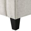 Cream Microfiber Upholstered Chair Armchair with Button Tufted Back Cushion