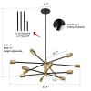 33-inch Modern 12-Light Dimmable Sputnik Chandelier in Black/Gold Finish