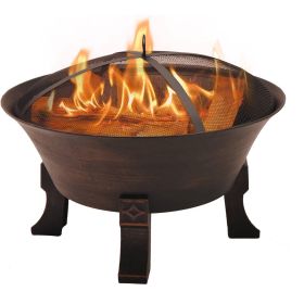 Outdoor 26-inch Diameter Bronze Wood Burning Fire Pit