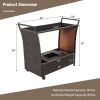 Outdoor Sturdy Resin Wicker Serving Bar Cart Brown Rattan